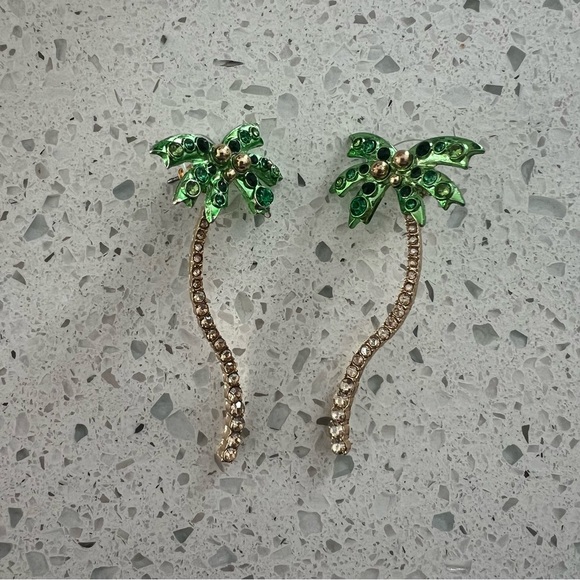 SUGARFIX by BaubleBar 'Stay Palm' Palm Tree Statement Earrings - Green - Picture 2 of 5